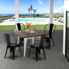 set tavolo quadrato e sedie in metallo legno stile industriale midtown Acquisto