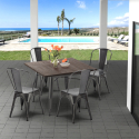 set tavolo quadrato e sedie in metallo design industriale jamaica Vendita