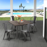 set tavolo quadrato e sedie in metallo design industriale jamaica Vendita