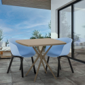 Set 2 sedie design tavolo beige quadrato 70x70cm moderno Navan Scelta