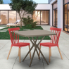 Set 2 sedie design moderno tavolo quadrato beige 70x70cm Roslin Scelta