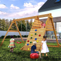 Altalena doppia arrampicata parco giochi da giardino bambini in legno Spider King Sconti
