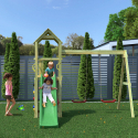 Parco giochi da giardino in legno bambini torretta scivolo altalena doppia Flappi Sconti