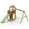 Torretta con scivolo altalene sabbiera parco giochi bambini in legno Boomer Offerta