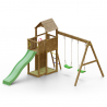 Torretta con scivolo altalene sabbiera parco giochi bambini in legno Boomer Offerta