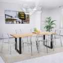 Set cucina tavolo 200x80cm industriale 6 sedie design trasparente Lewis Vendita