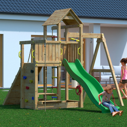 Parco giochi da giardino in legno bambini scivolo altalena Activer Promozione