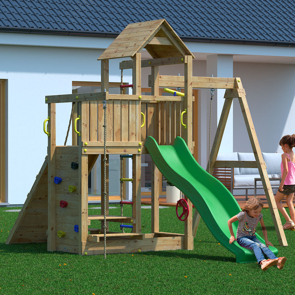 Parco giochi da giardino in legno bambini scivolo altalena Activer