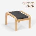 Poggiapiedi pouf design nordico tessuto e gambe in legno Sylt Promozione