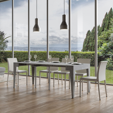 Consolle allungabile 90x42-302cm tavolo sala da pranzo grigio Isotta Concrete Promozione