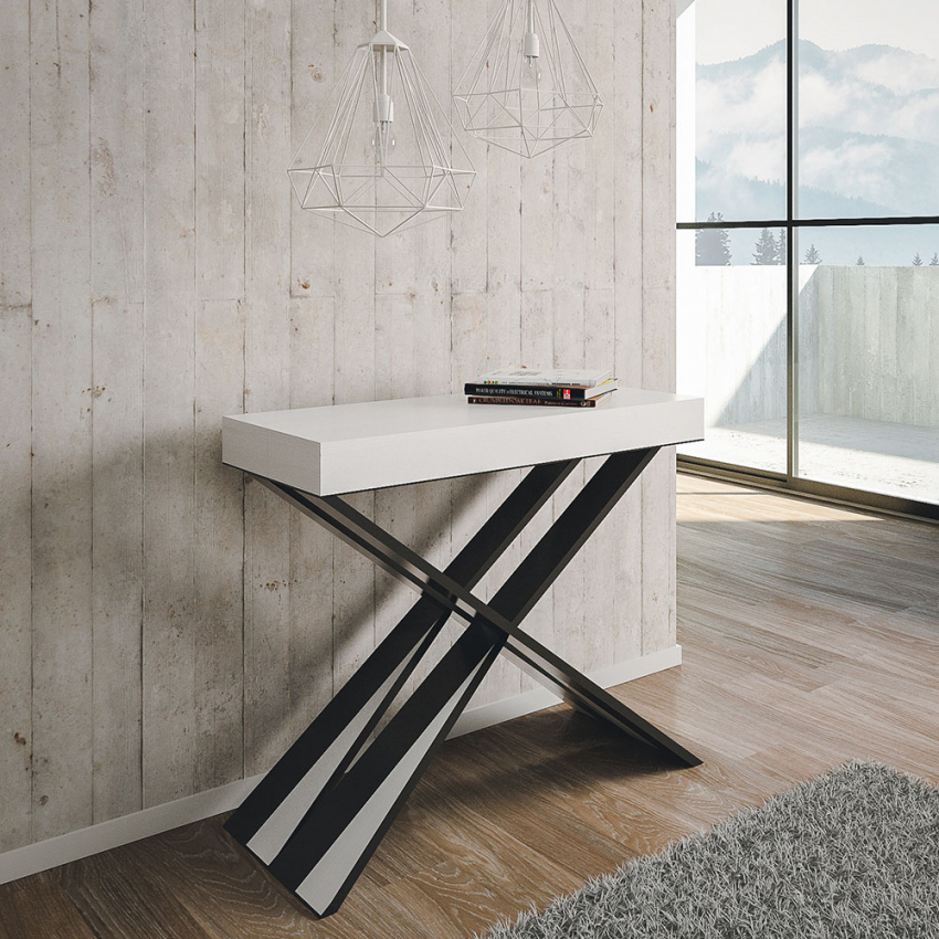 Consolle allungabile design moderno bianco 90x40-300cm cm tavolo da pranzo Diago