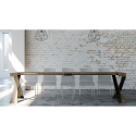 Consolle allungabile 90x40-300cm cm tavolo legno design moderno Diago Noix Sconti