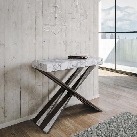 Consolle tavolo da pranzo allungabile 90x40-300cm design marmo Diago Marble