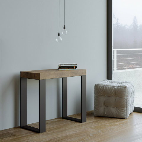 Consolle tavolo allungabile 90x40-300cm design legno metallo Tecno Noix