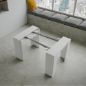 Consolle tavolo da pranzo allungabile 90x48-204cm legno bianco Basic Small Saldi
