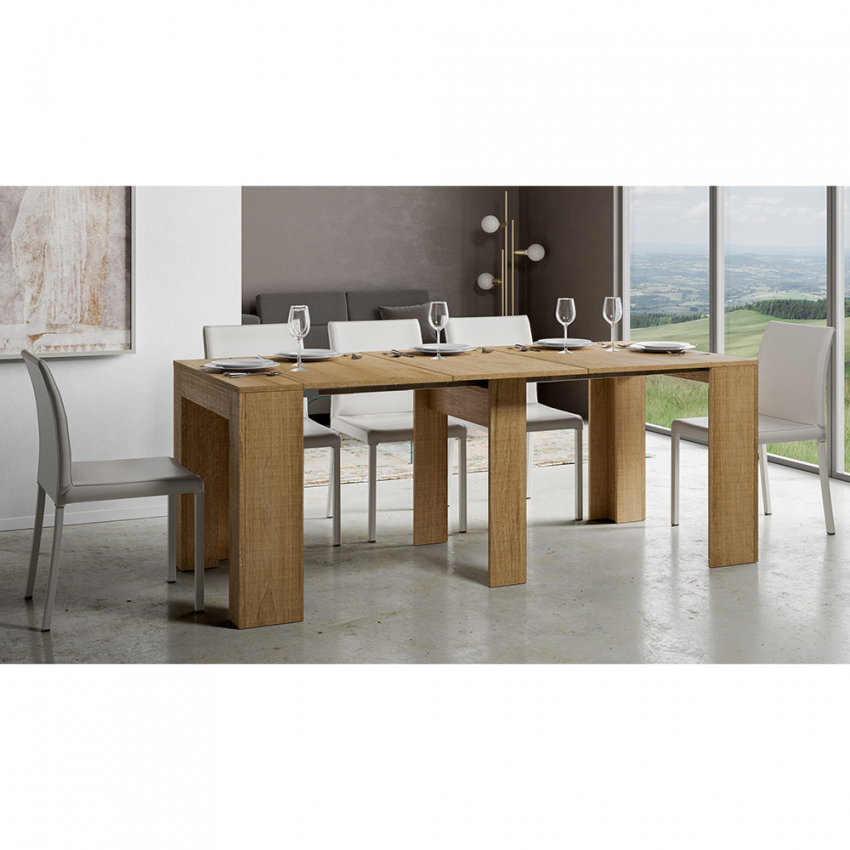 Modem Oak consolle design allungabile 90x42-302cm tavolo da pranzo legno