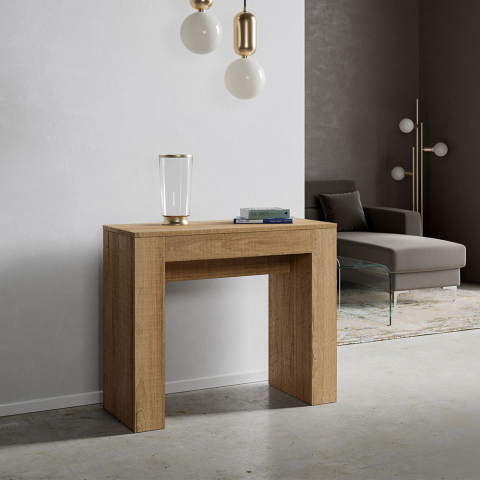 Consolle design allungabile 90x42-302cm tavolo da pranzo legno Modem Oak