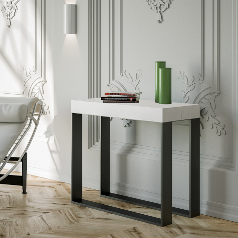 Consolle design bianco moderno allungabile 90x40-300cm tavolo da pranzo Elettra