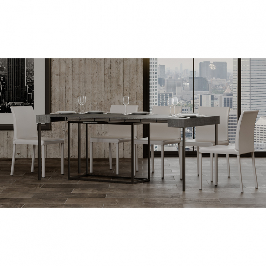 Nordica Concrete consolle tavolo design moderno allungabile 90x40-300cm  grigio