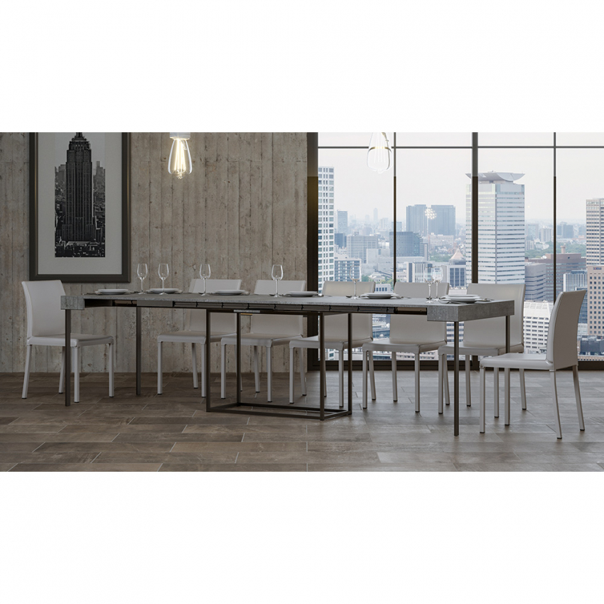 Nordica Concrete consolle tavolo design moderno allungabile 90x40-300cm  grigio