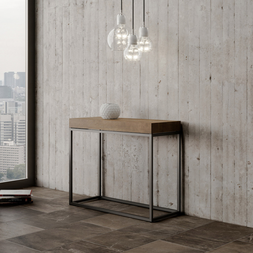 Consolle design moderno allungabile 90x40-300cm tavolo legno Nordica Noix Promozione