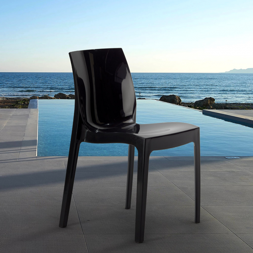 GRAND SOLEIL Set di 2 sedie Ice impilabile Design Blu Brillante 