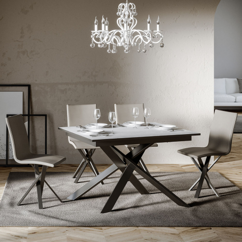 Tavolo da pranzo allungabile 90x120-180cm design moderno bianco Ganty
