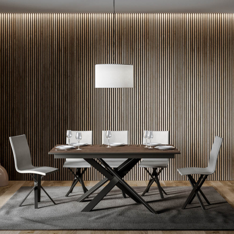 Tavolo da pranzo design allungabile 90x160-220cm moderno legno Ganty Long Wood