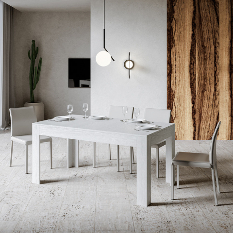 Tavolo da pranzo allungabile 90x160-220cm bianco design moderno Bibi Long Promozione