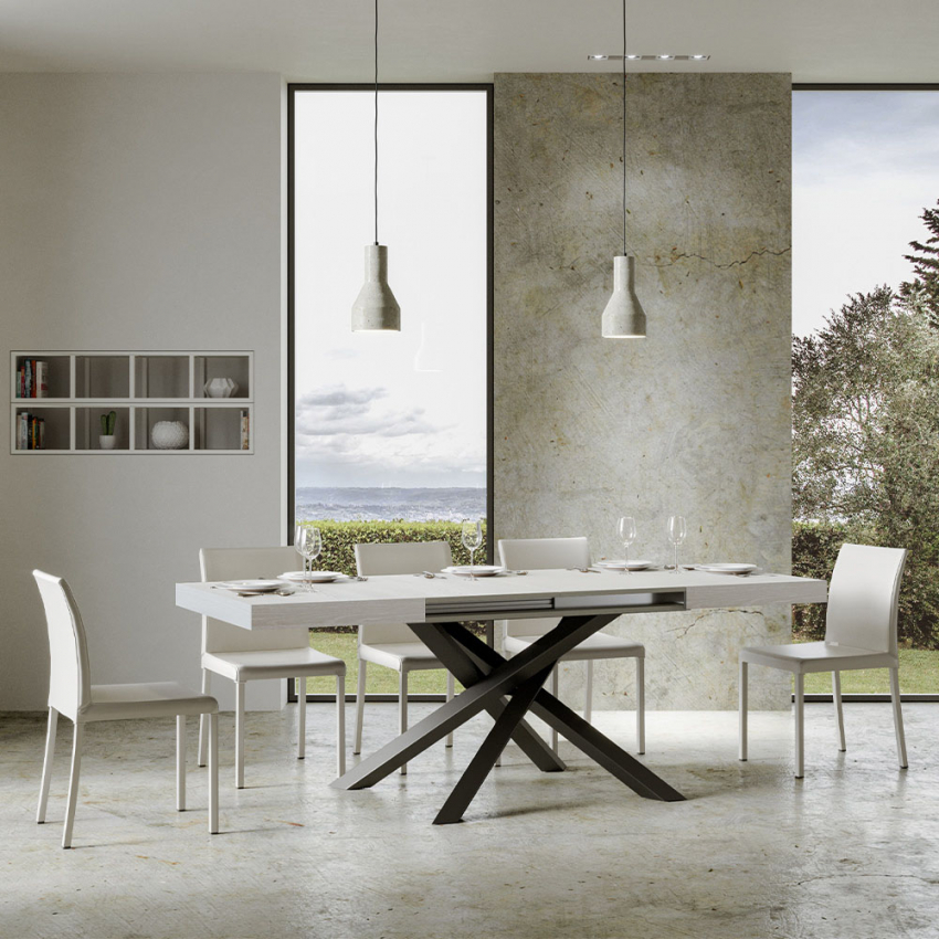 Volantis tavolo da pranzo allungabile 90x130-234cm design moderno bianco