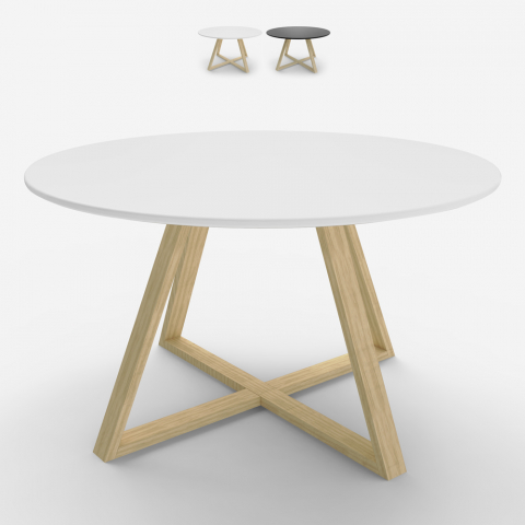 Tavolino basso da caffè salotto stile scandinavo rotondo 80cm Krize