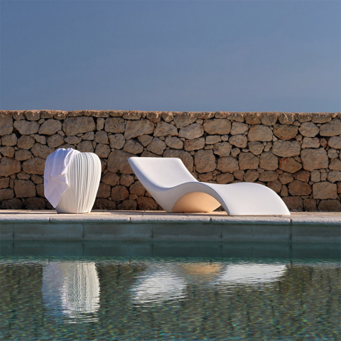 Lettino piscina sdraio giardino prendisole design bianco Vega