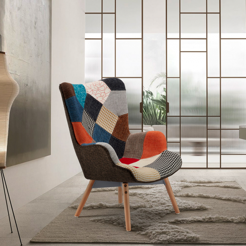 Chaise Fauteuil Design Avec Accoudoirs Patchwork Bar Bureau Salon Patchy