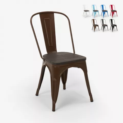 stock 20 pezzi sedie industrial acciaio legno per cucina e bar steel wood Promozione