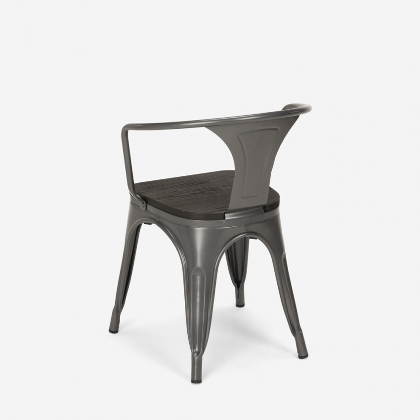 20 sedie design metallo legno industriale stile Tolix bar cucina Steel Wood  Arm