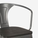 20 sedie design metallo legno industriale stile Lix bar cucina steel wood arm 