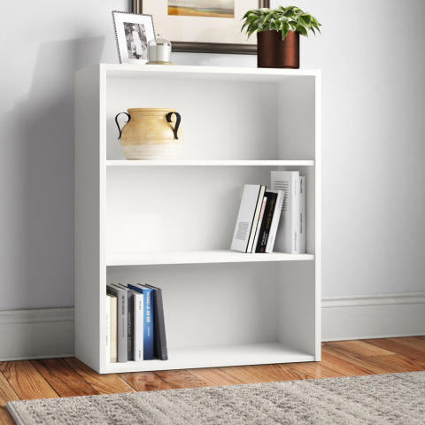 Libreria bassa bianca legno 3 ripiani regolabili in altezza Easyread