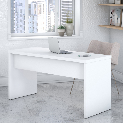 Scrivania design moderno 138x69cm colore bianco lucido per ufficio e studio Colibri