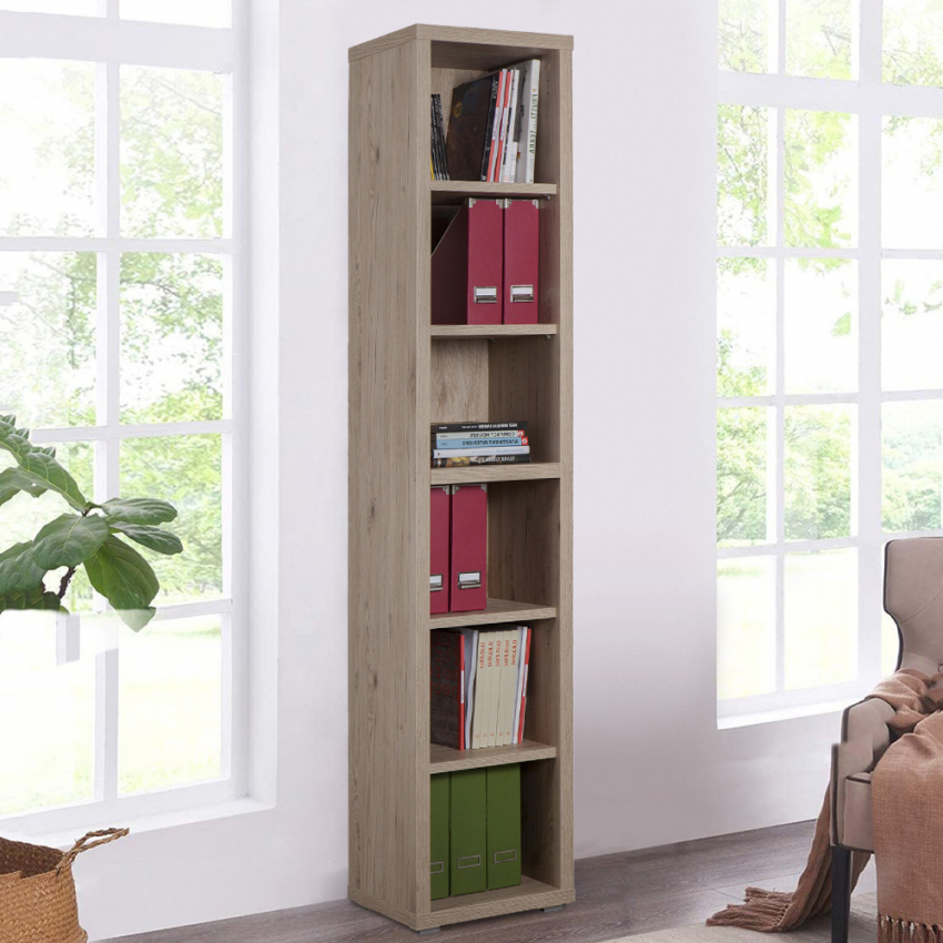 Decker libreria 5 scaffali stile industriale legno metallo 62x30x131cm