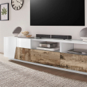 Mobile porta TV 200x43cm parete soggiorno bianco legno moderno Hatt Wood Misure