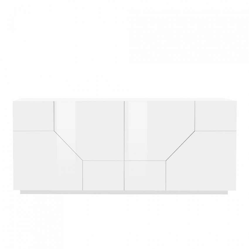 Hariett Wood credenza bianco legno 4 vani 200x43cm mobile soggiorno cucina