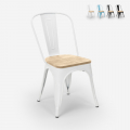 sedie stile industriali Lix design cucina bar steel wood top light Promozione