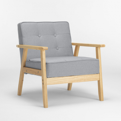 Poltrona sedia in legno design scandinavo braccioli Hage grigio II scelta