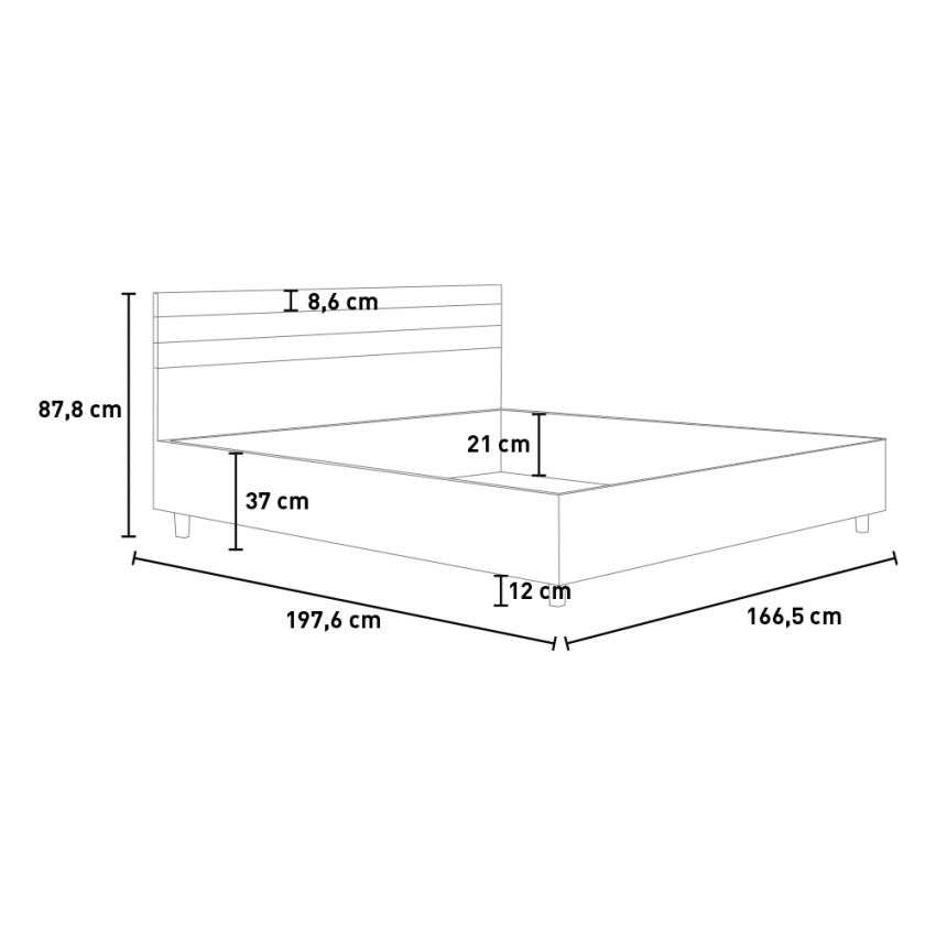 Ankel letto matrimoniale contenitore 160x190cm design legno bianco