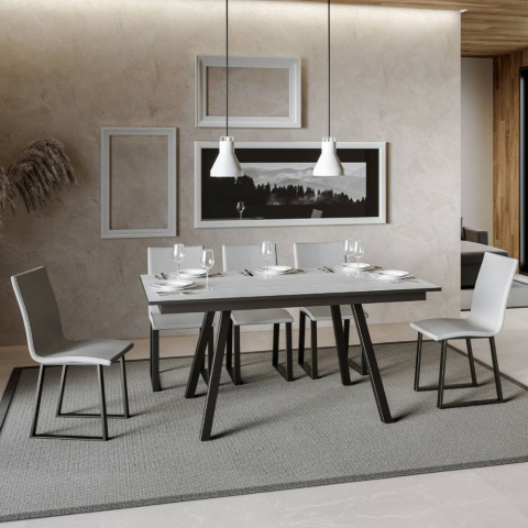 Tavolo da pranzo cucina allungabile 90x160-220cm bianco design Mirhi Long