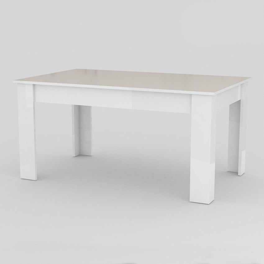 Jesi Light Tavolo bianco lucido allungabile 140-190x90cm per sala da pranzo