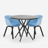 Set tavolo design rotondo 80cm nero 2 sedie Oden Black Misure
