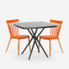 Set 2 sedie design moderno tavolo quadrato nero 70x70cm Roslin Black Costo