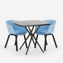 Set 2 sedie design tavolo nero quadrato 70x70cm moderno Navan Black Misure