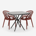 Set tavolo quadrato nero 70x70cm 2 sedie design Moai Black Sconti